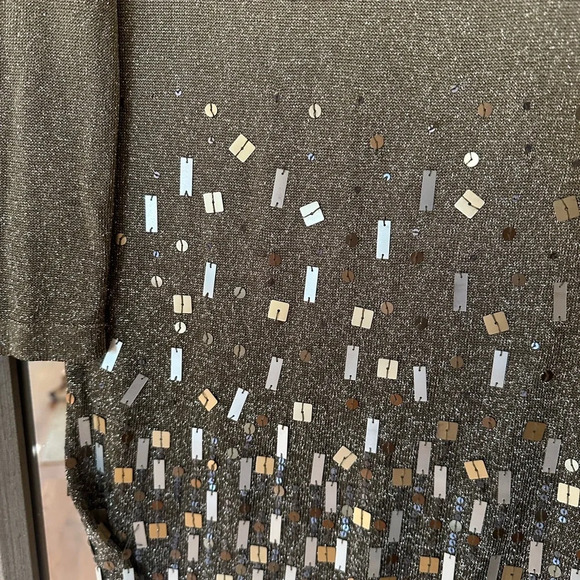 JONES New York Beaded Gold/Grey‎ Shimmery Sweater Tunic Size Large - Picture 8 of 8